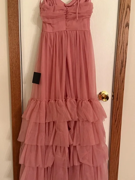 Lulu's Rosewood Pink Tiered Tulle Prom Dress - Picture 2 of 5